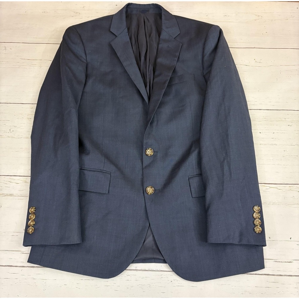 J Crew Thompson Blazer Suit Jacket Mens 38S Blue Wool Notch Lapel 4 Button Cuffs